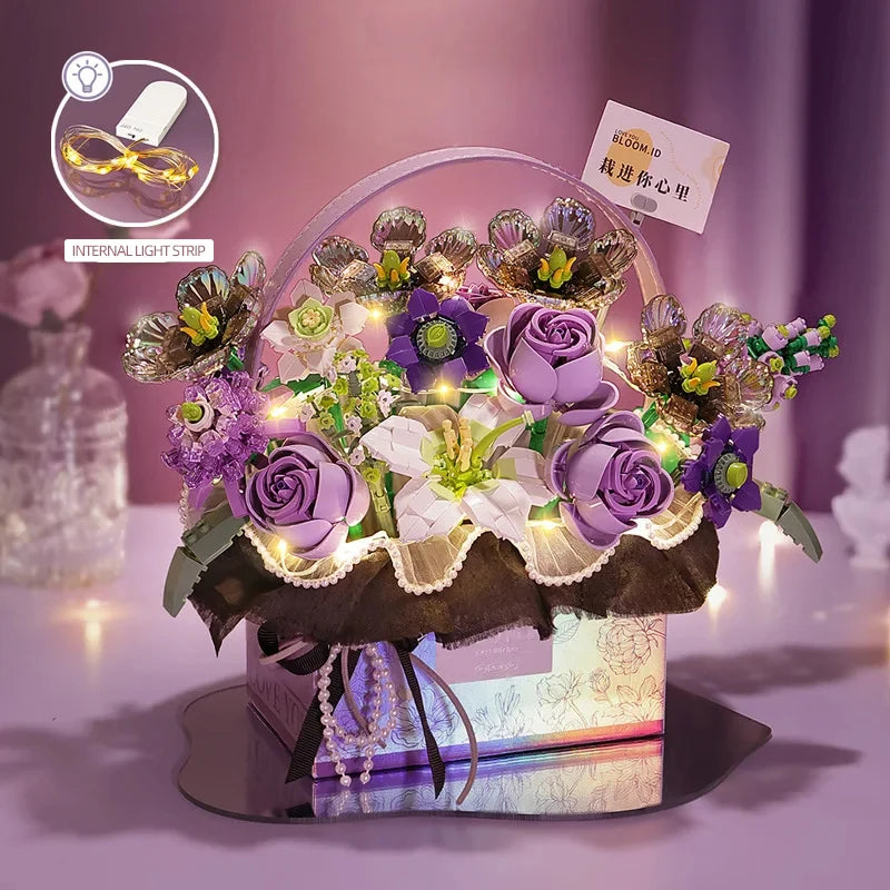 Brick Bouquets™ Pink LED Basket Bouquet