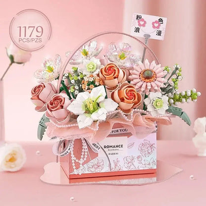 Brick Bouquets™ Pink LED Basket Bouquet